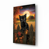Autumn Cat Glass Wall Art || Designer Collection Aaria Tees