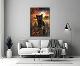 Autumn Cat Glass Wall Art || Designer Collection Aaria Tees