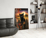 Autumn Cat Glass Wall Art || Designer Collection Aaria Tees