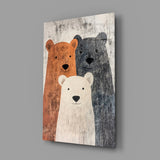 Bear Family Glass Wall Art || Designer Collection Aaria Tees