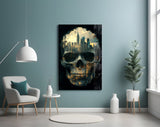 City Skull Glass Wall Art || Designer Collection Aaria Tees