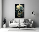 City Skull Glass Wall Art || Designer Collection Aaria Tees