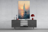 Sunset Sailboat Glass Wall Art || Designer Collection Aaria Tees