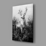 Monochrome Deer Glass Wall Art || Designer Collection Aaria Tees