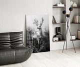 Monochrome Deer Glass Wall Art || Designer Collection Aaria Tees