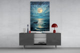 Boat in the Full Moon Glass Wall Art || Designer Collection Aaria Tees