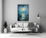 Boat in the Full Moon Glass Wall Art || Designer Collection Aaria Tees