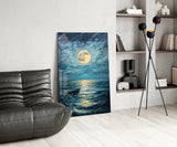Boat in the Full Moon Glass Wall Art || Designer Collection Aaria Tees
