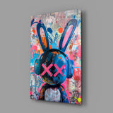 Graffiti Rabbit Glass Wall Art || Designer Collection Aaria Tees