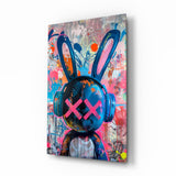 Graffiti Rabbit Glass Wall Art || Designer Collection Aaria Tees
