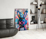 Graffiti Rabbit Glass Wall Art || Designer Collection Aaria Tees