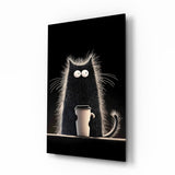 Coffee Lover Cat Glass Wall Art || Designer Collection Aaria Tees