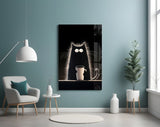 Coffee Lover Cat Glass Wall Art || Designer Collection Aaria Tees
