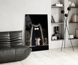Coffee Lover Cat Glass Wall Art || Designer Collection Aaria Tees
