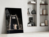 Coffee Lover Cat Glass Wall Art || Designer Collection Aaria Tees