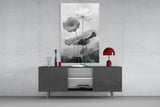 Black and White Water Lily Glass Wall Art || Designer Collection Aaria Tees