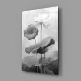 Black and White Water Lily Glass Wall Art || Designer Collection Aaria Tees