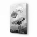 Black and White Water Lily Glass Wall Art || Designer Collection Aaria Tees