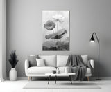 Black and White Water Lily Glass Wall Art || Designer Collection Aaria Tees