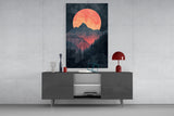 Red Moon Rising Glass Wall Art || Designer Collection Aaria Tees