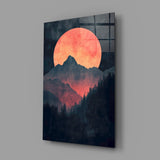 Red Moon Rising Glass Wall Art || Designer Collection Aaria Tees
