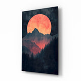 Red Moon Rising Glass Wall Art || Designer Collection Aaria Tees
