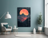 Red Moon Rising Glass Wall Art || Designer Collection Aaria Tees