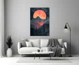 Red Moon Rising Glass Wall Art || Designer Collection Aaria Tees