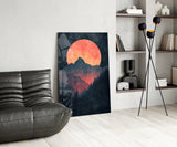 Red Moon Rising Glass Wall Art || Designer Collection Aaria Tees