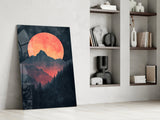 Red Moon Rising Glass Wall Art || Designer Collection Aaria Tees
