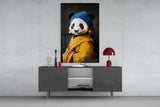 Panda with a Pearl Earring Glass Wall Art || Designer Collection Aaria Tees