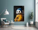 Panda with a Pearl Earring Glass Wall Art || Designer Collection Aaria Tees