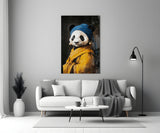 Panda with a Pearl Earring Glass Wall Art || Designer Collection Aaria Tees