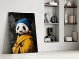 Panda with a Pearl Earring Glass Wall Art || Designer Collection Aaria Tees