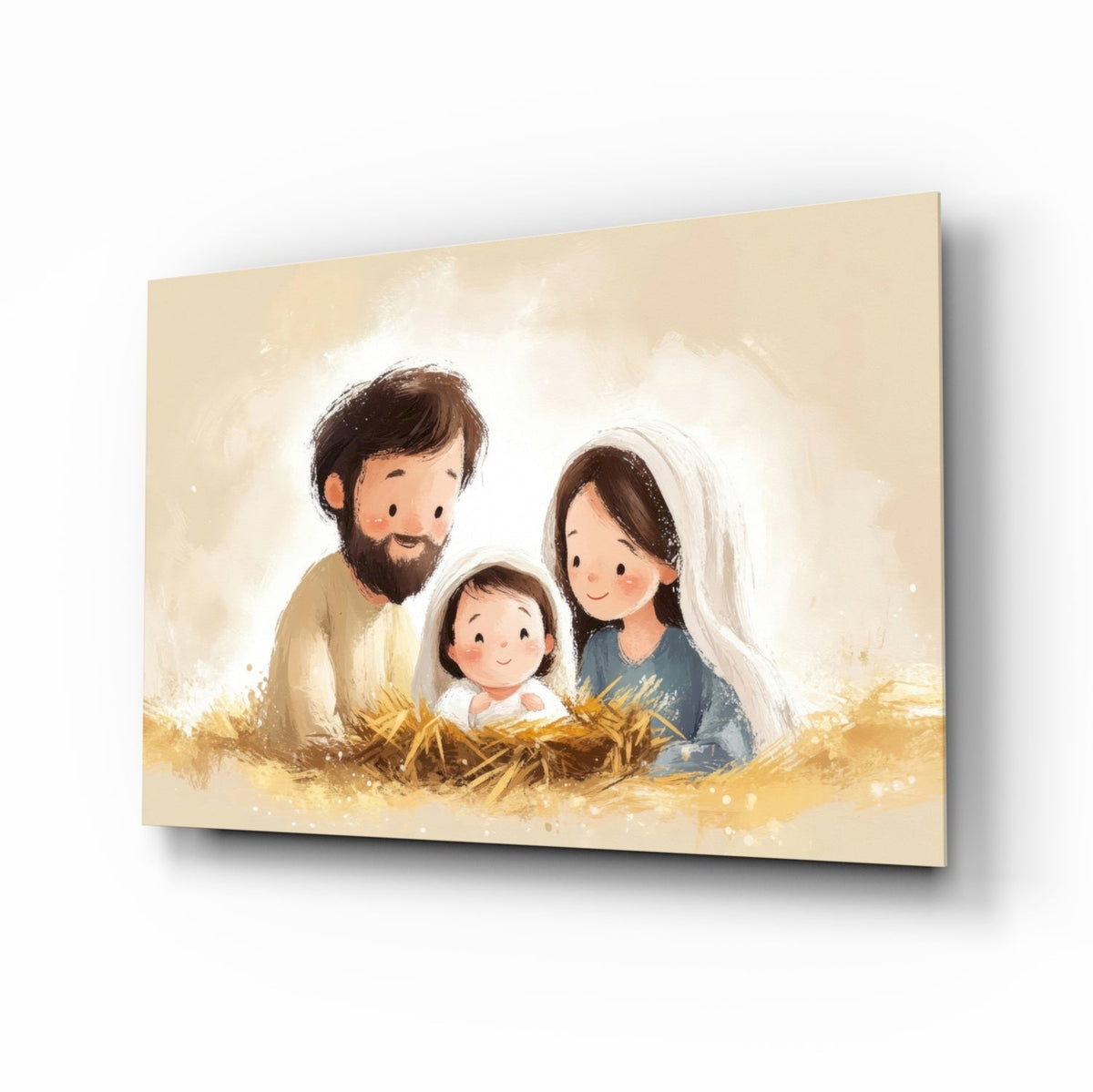 Little Holy Family Glass Wall Art || Designer Collection