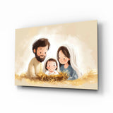 Little Holy Family Glass Wall Art || Designer Collection Aaria Tees