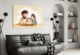 Little Holy Family Glass Wall Art || Designer Collection Aaria Tees