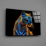 Neon Jaguar Glass Wall Art || Designer Collection Aaria Tees