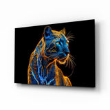 Neon Jaguar Glass Wall Art || Designer Collection Aaria Tees
