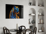 Neon Jaguar Glass Wall Art || Designer Collection Aaria Tees