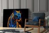 Neon Jaguar Glass Wall Art || Designer Collection Aaria Tees