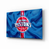 The fluctuating Detroit Pistons Glass Wall Art || Designer Collection Aaria Tees