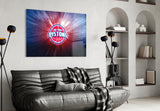 Detroit Pistons: Blue Light Glass Wall Art || Designer Collection Aaria Tees