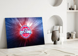 Detroit Pistons: Blue Light Glass Wall Art || Designer Collection Aaria Tees
