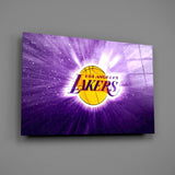 Los Angeles Lakers: Purple Flash  Glass Wall Art || Designer Collection Aaria Tees