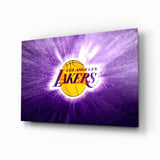 Los Angeles Lakers: Purple Flash  Glass Wall Art || Designer Collection Aaria Tees
