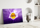 Los Angeles Lakers: Purple Flash  Glass Wall Art || Designer Collection Aaria Tees