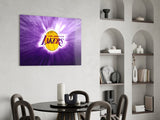 Los Angeles Lakers: Purple Flash  Glass Wall Art || Designer Collection Aaria Tees