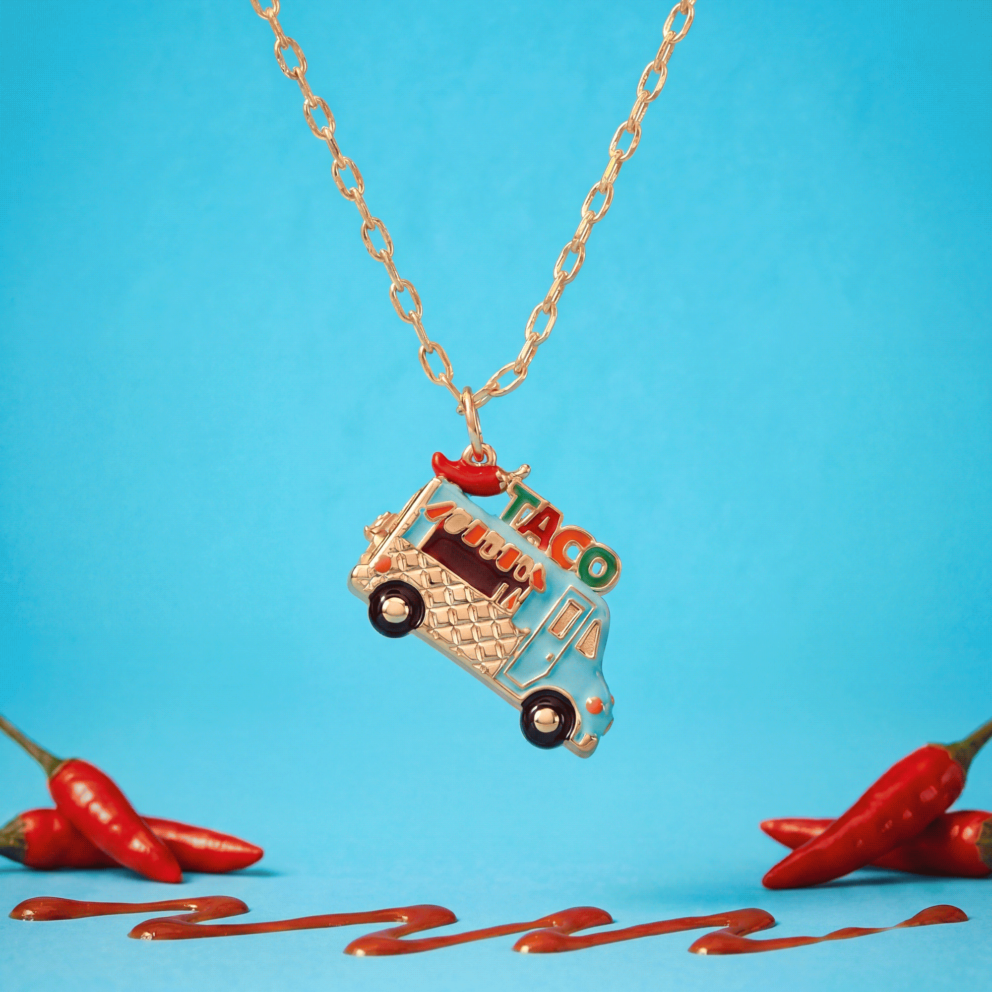 Taco Truck Locket Necklace - Aaria Tees Aaria Tees
