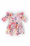 Tangerine Leaves Twirl Flutter Bodysuit Aaria Tees